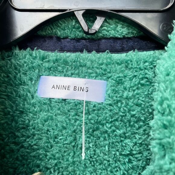 ANINE BING ❥ Sierra Green Sherpa Teddy Pullover half zip Sweatshirt M - Picture 6 of 10